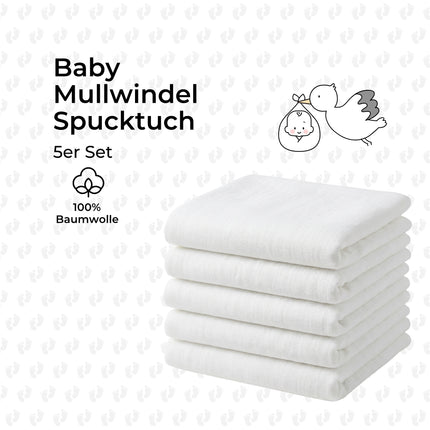 10-er Set Mullwindeln – 100% Baumwolle, Gebleicht | TB 36