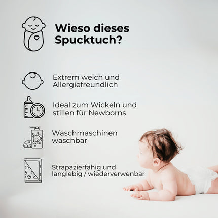 10-er Set Mullwindeln – 100% Baumwolle, Gebleicht | TB 36