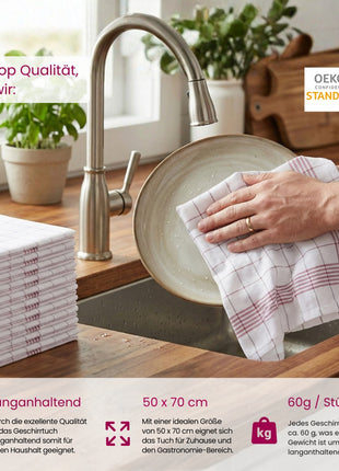 Geschirrtuch Klassik Rot – 50 x 70 cm | 100% Baumwolle | Gastronomiequalität