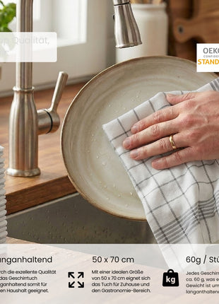 Geschirrtuch Klassik Anthrazit – 50 x 70 cm | 100% Baumwolle | Gastronomiequalität