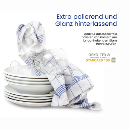 Geschirrtuch Klassik Azur (Blau) – 50 x 70 cm | 100% Baumwolle | Gastronomiequalität